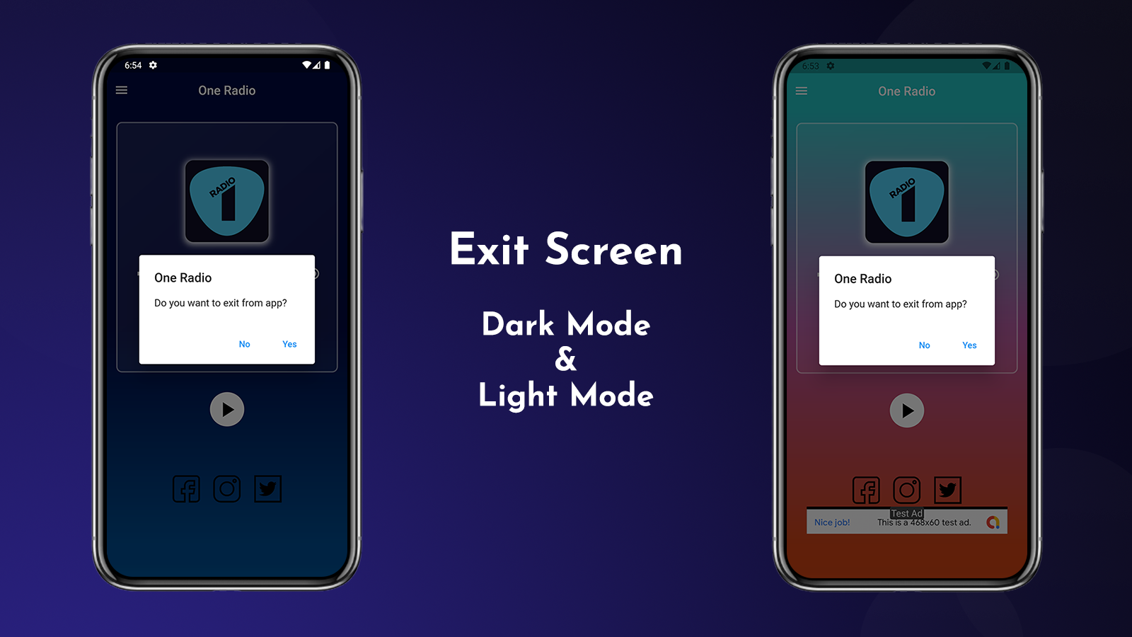 OneRadio Online Radio Streaming App with AdMob in Android and iOS by